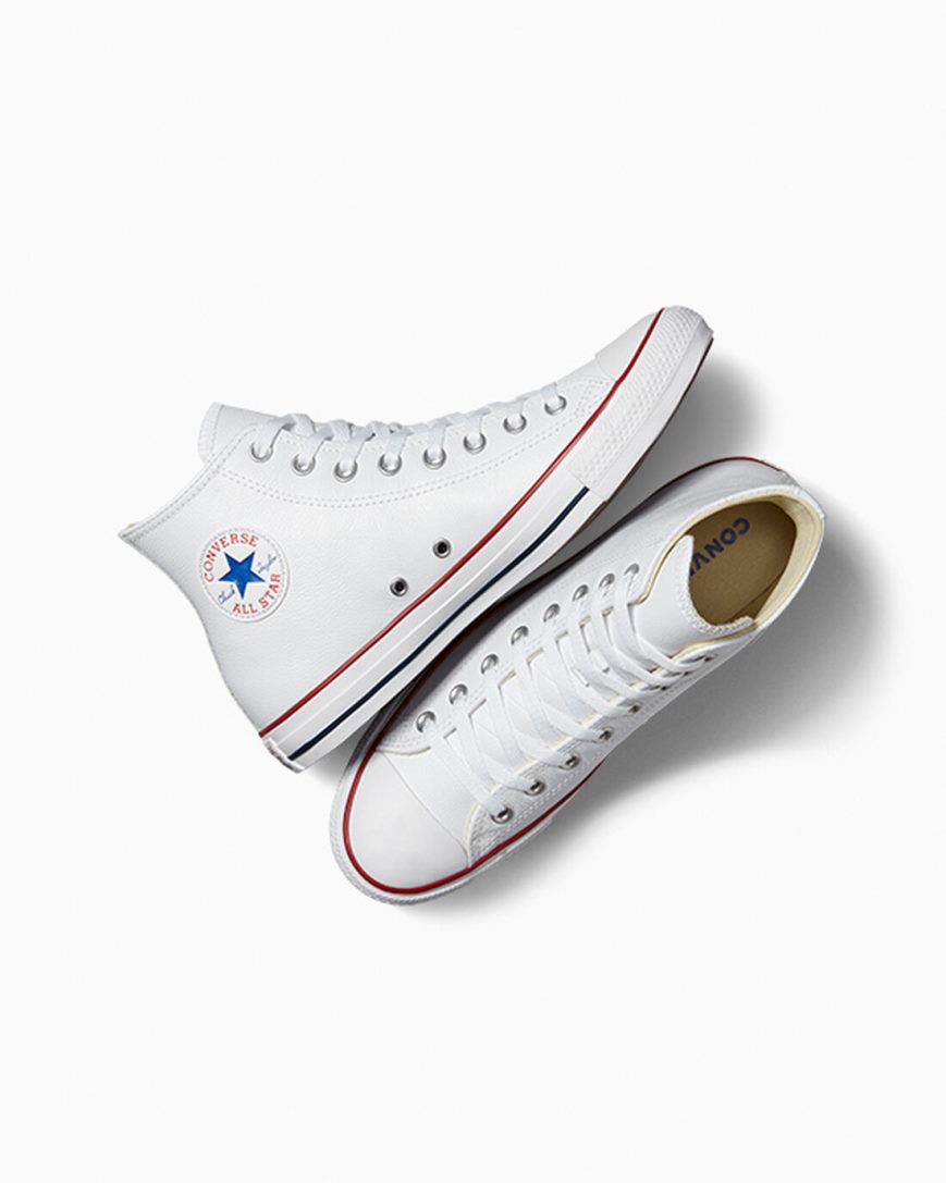 Tenisky Vysoke Converse Chuck Taylor All Star Kozene Damske Biele | SK SKYEF5